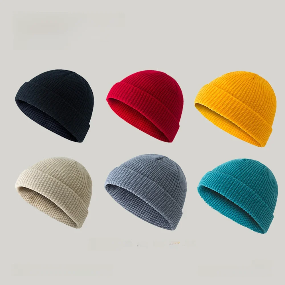 Moda mężczyźni kobiety Mini rybak czapka typu Beanie zimowe miękkie wełniane dzianiny Docker czapka z czaszkami bawełniane ciepłe miękkie czapki hip-hopowe Streetwear — zdjęcie 2