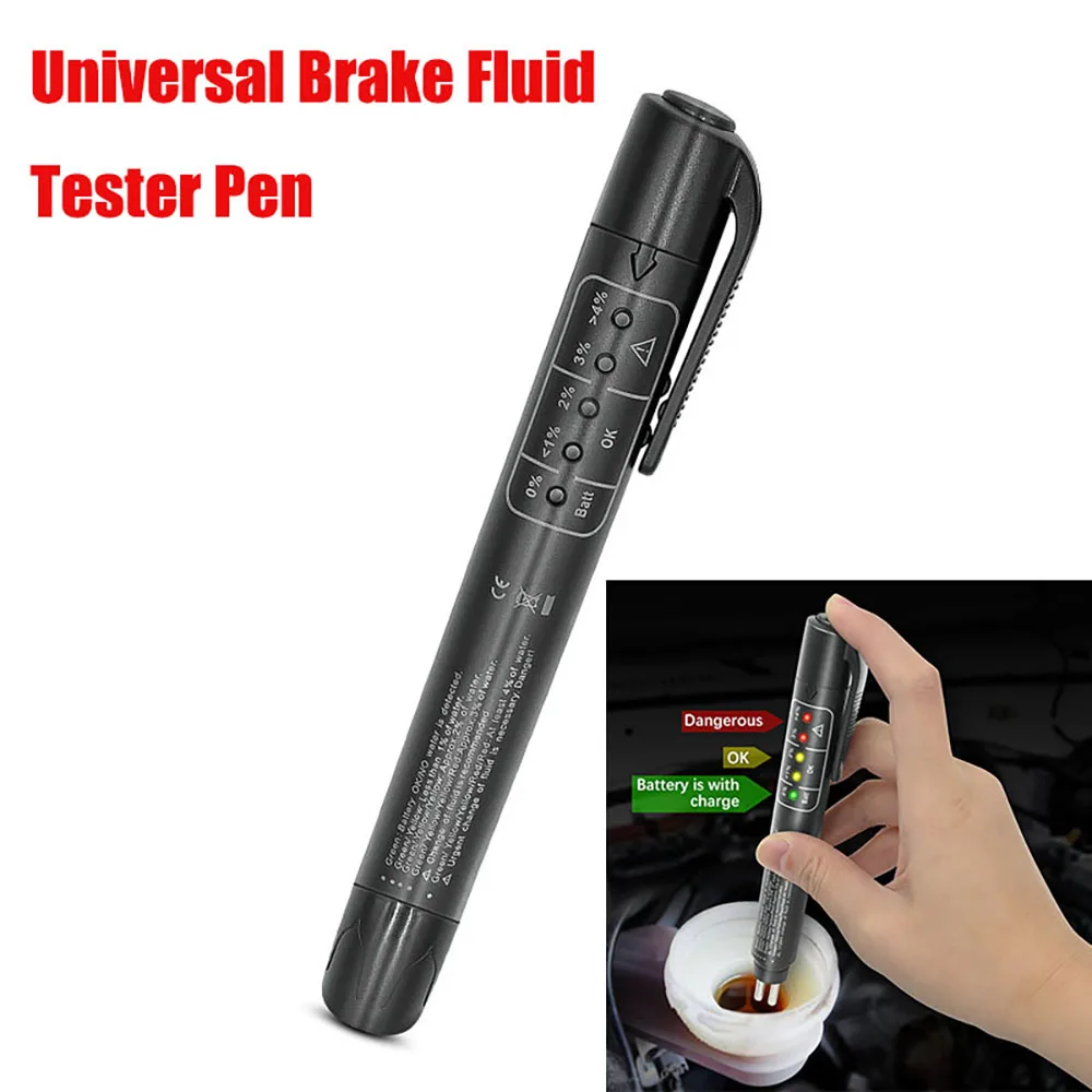 

Car Brake Fluid Liquid Tester Pen with 5 LED Auto Universal Brake Oil Liquid Digital Diagnostic Tool Mini Brake Oil Testing Tool