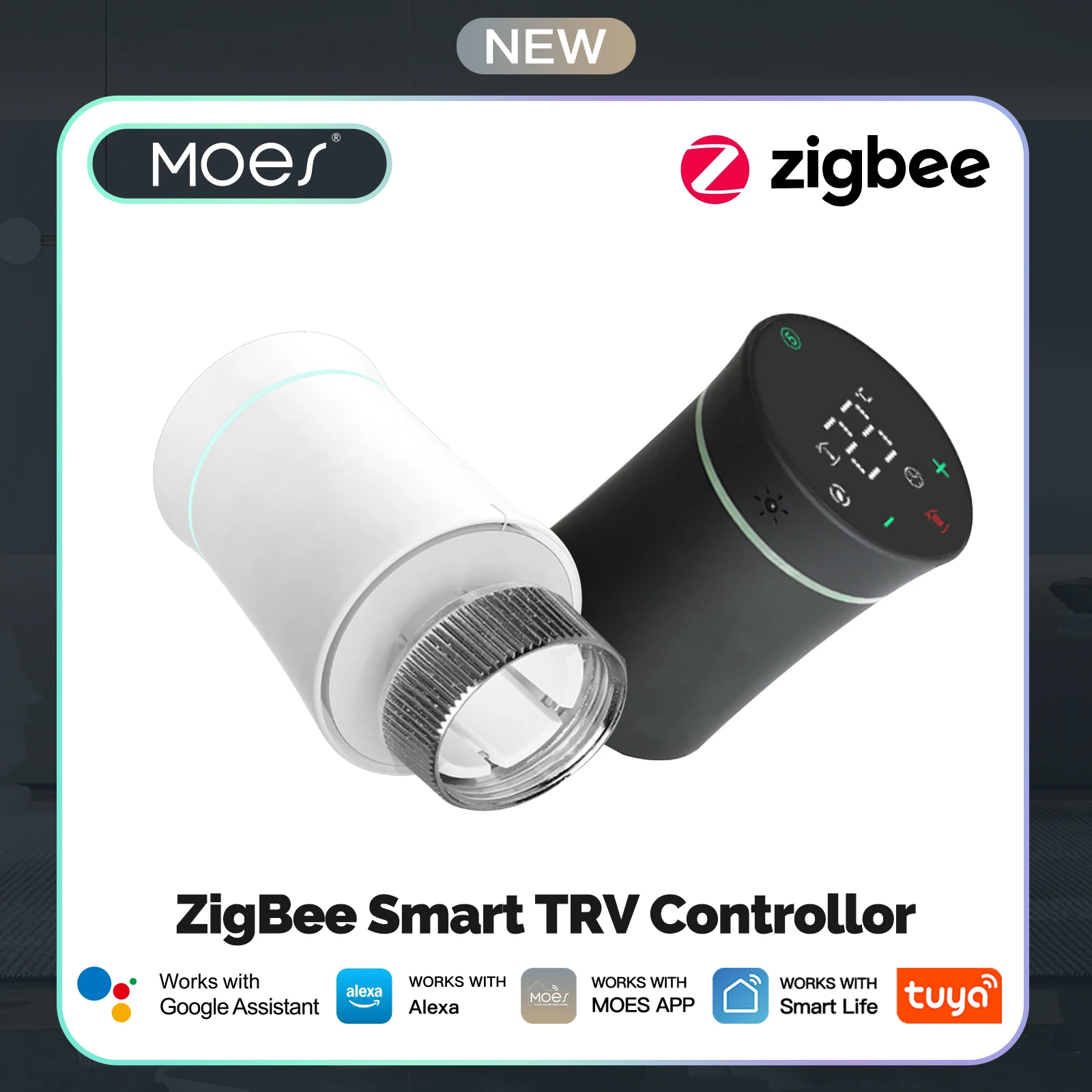 MOES ZigBee 3.0 TRV Thermostat Tuya Heizkörper-Stellventil Intelligenter Programmierbarer Temperaturregler Alexa Google Sprachsteuerung