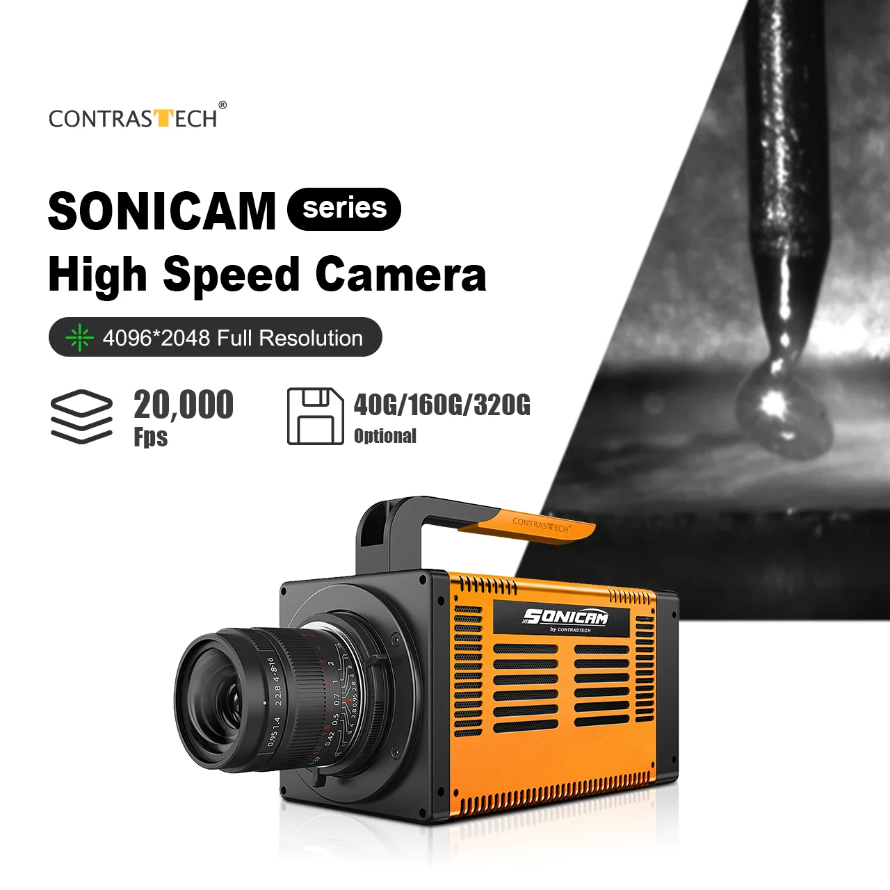 SONICAM High Speed Camera 4096×2048 2000fps Global Shutter 10GigE Ultra High-speed Imaging Industry for R&D Industrial Inspect