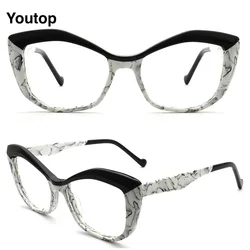 Vintage Cat Eye Eyeglasses for Women Tortoise Optical Glasses Frames Retro Marble Spectacles Prescription Modern Female Eyewear