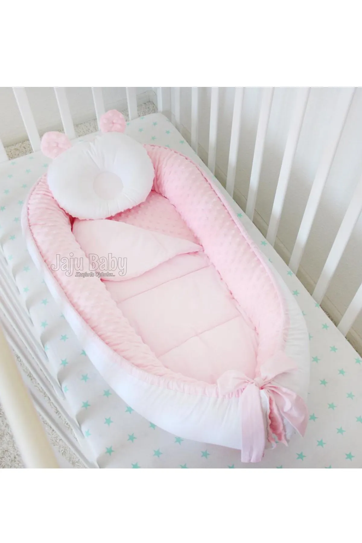 Babynest Pink Chickpea Fabric 0-24 Months Mother's Side Baby Bed Baby Bedding