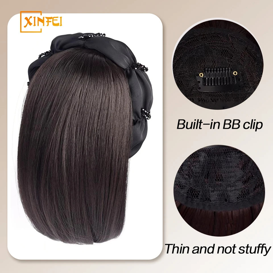 Hairband Bangs Wig Women Short Hair  Half Headband Natural Invisible Replacement Hair Piece Artificial Hair Extensions Wig