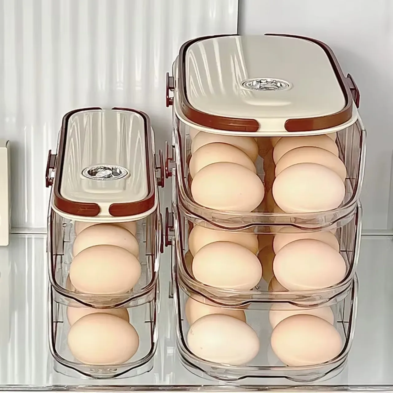 Automatic Egg Storage Box for Refrigerator, Single Rolling Egg Holder Rack with Space-Saving Design for Kitchen Door Organization
