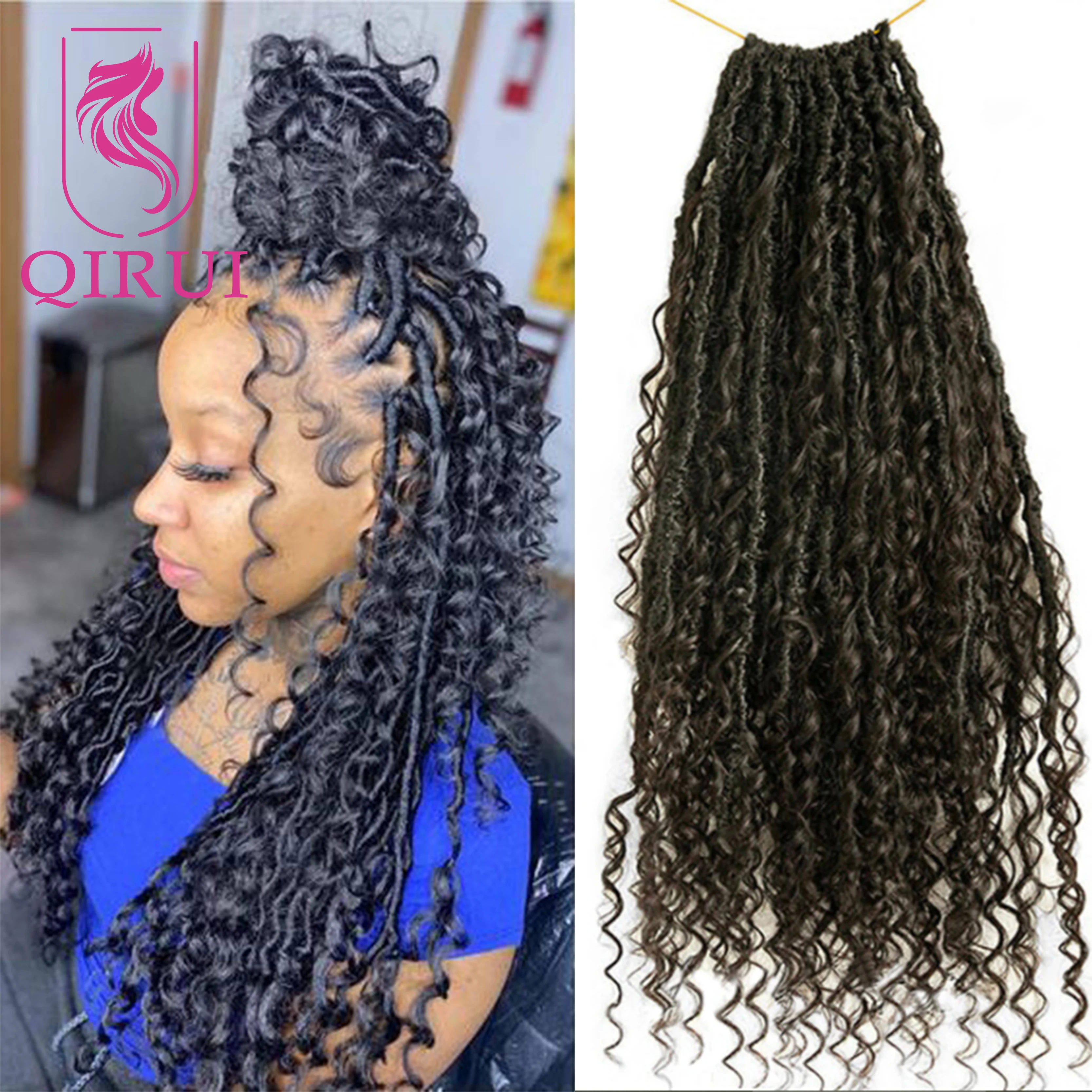 

Crochet Boho Locs Brading Hair With Human Hair Curls Pre Looped Crochet Boho Dreadlocks Human Hair Curly Ends Hair Extensions