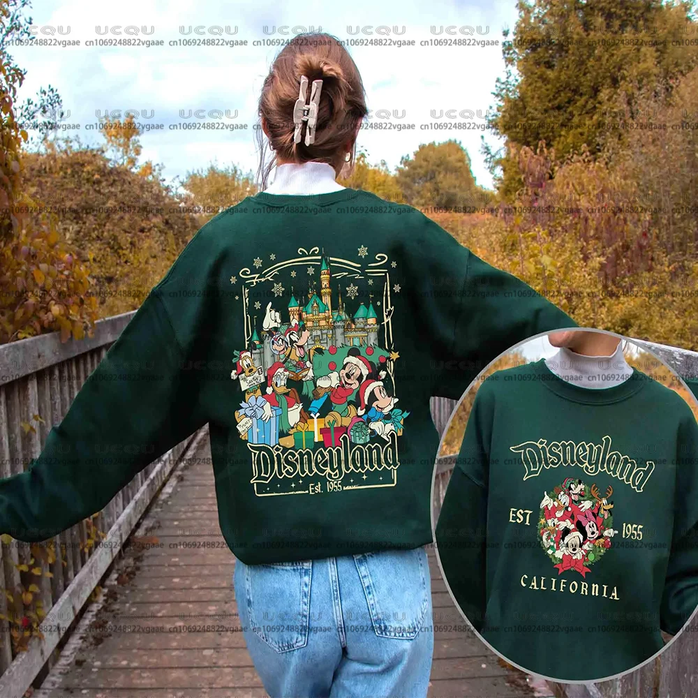 ديزني عطلة الفتيات أفضل Y2k حفلة الأسرة ميكي ديزني وورلد فريندز تي شيرت هدية عيد الميلاد هوديي عيد الميلاد البلوز عيد الميلاد المحملة