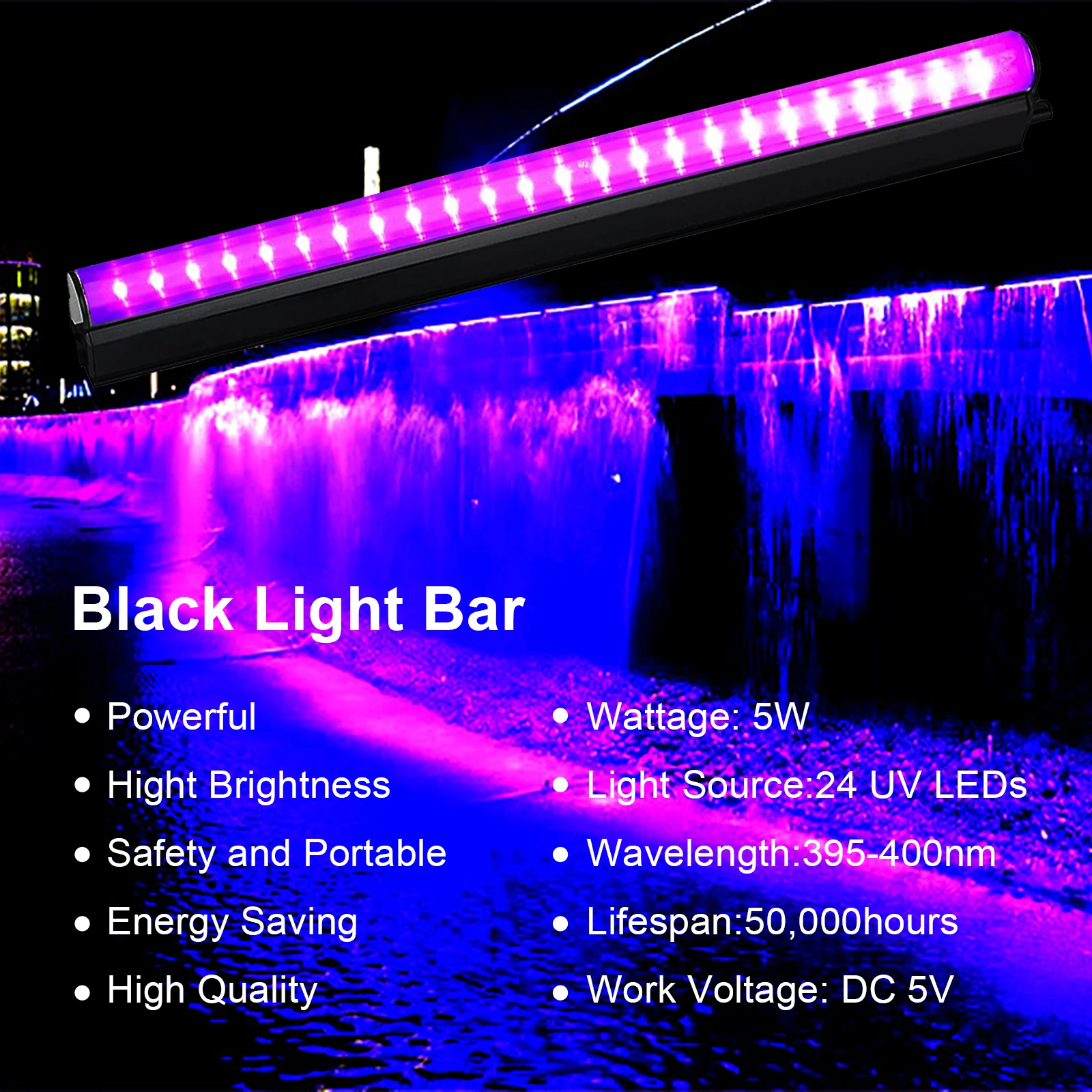 Black Light Tube 5W USB UV LED Black Light Lamp 395 nm Black Light Bar Light Effect Party Light Stage Lighting with Switch