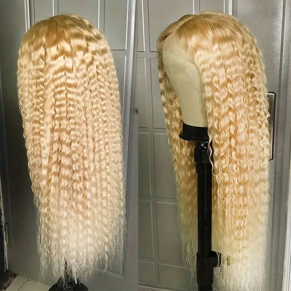 613 Parrucca frontale a onda profonda 13x4 HD Onda d'acqua Parrucche anteriori in pizzo trasparente 16-42 pollici Parrucche per capelli umani biondo miele Remy 200 Densità