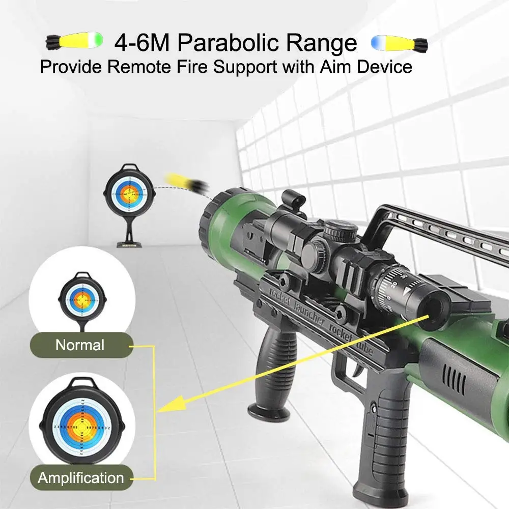 lanzacohetes táctico Misil Mortero Airsoft Juguete Obús de caparazón blando para niños Bomba de dardos luminosa Deportes al aire libre