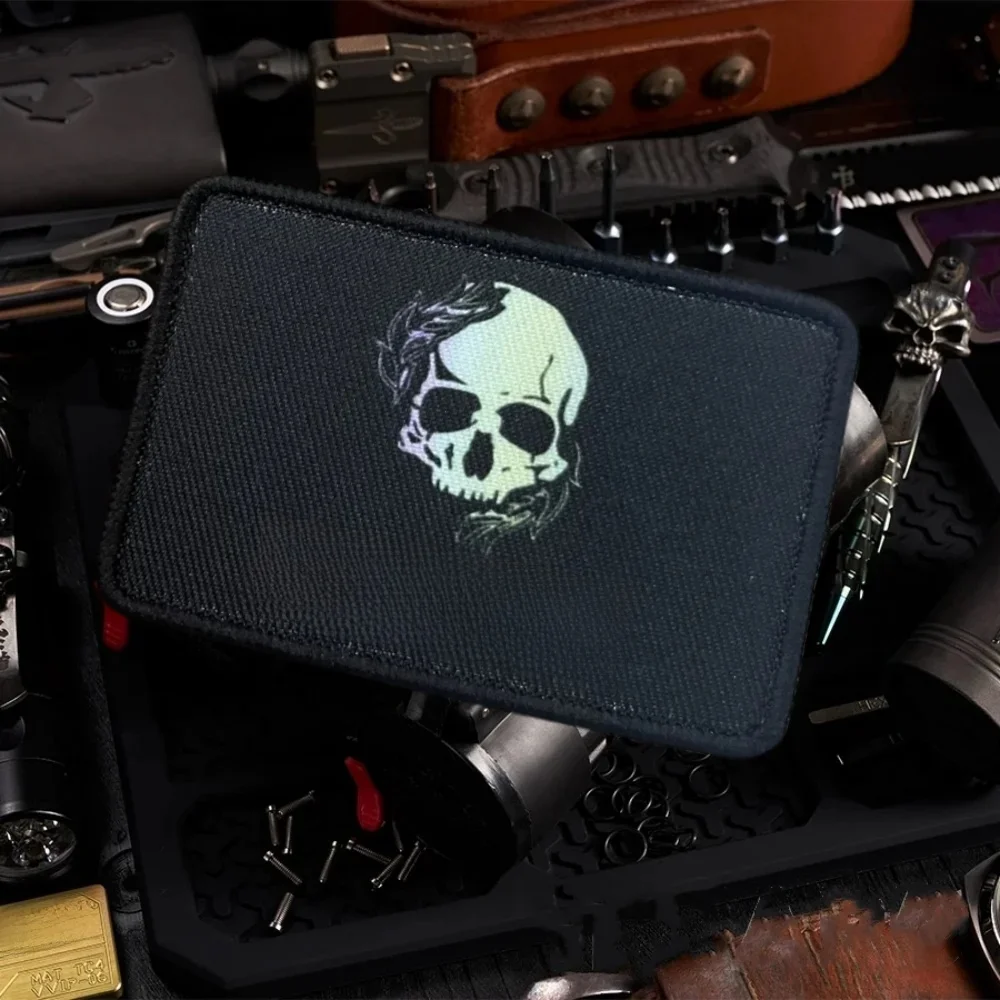 Memento Mori squelette imprimé tactique Patch crochet et boucle emblème militaire squelette moral Badge brassard vêtements sac à dos autocollants