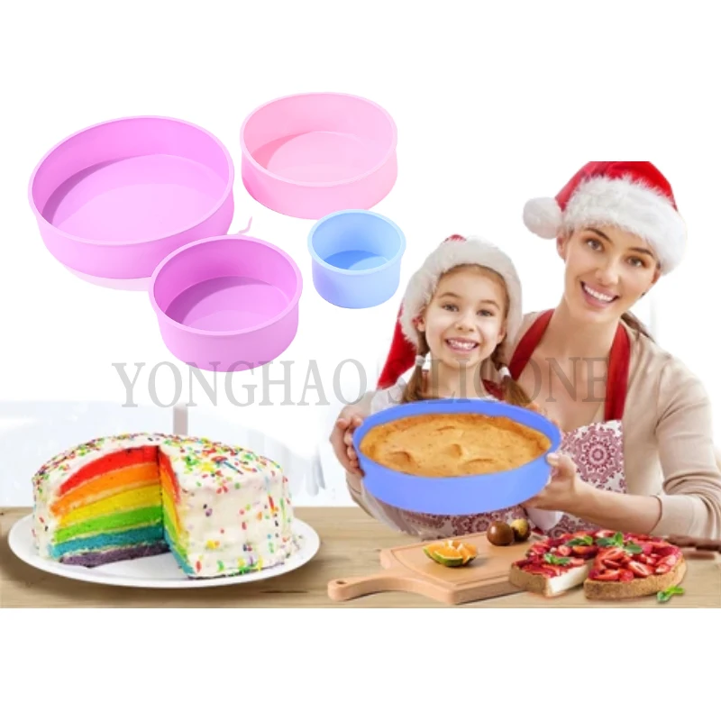 Silicone Cake Pans Round Silicone Molds for Baking Quick Release Bakeware Pans Kitchen Non-Stick Reusable Cake Pan