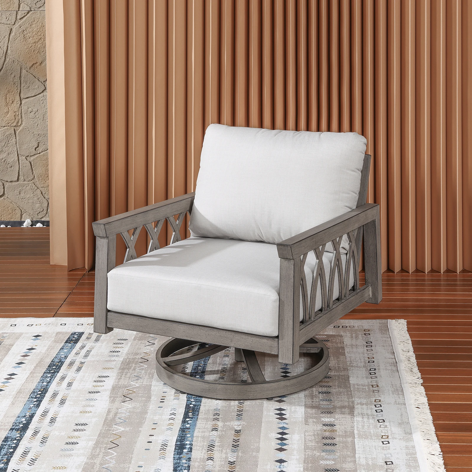 Outdoor Furniture Metal Chairs - Fauteuil pivotant en aluminium SeeHill, 360