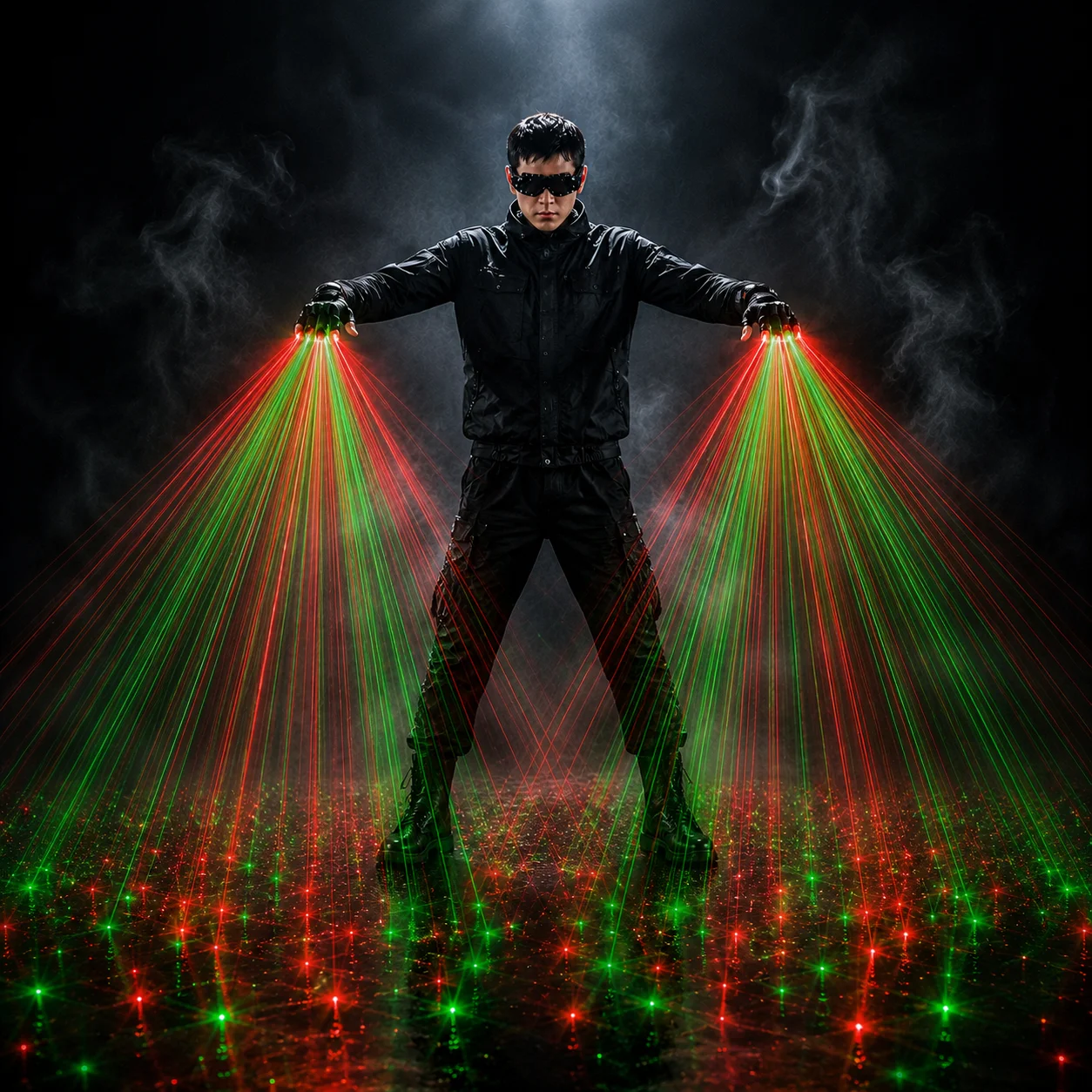 Red and Green Laser Gloves, Singer, DJ Night Dance Props, Christmas Party Light Show, Dancer Performance, High Quality, 2 in 1