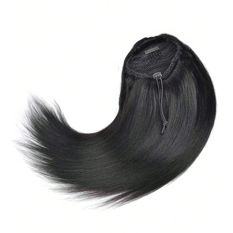 Drawstring Straight Ponytail Natural Black Virgin Human Hair Extensions Long Hair Top Quality Ponytail For Women Hair Extensions
