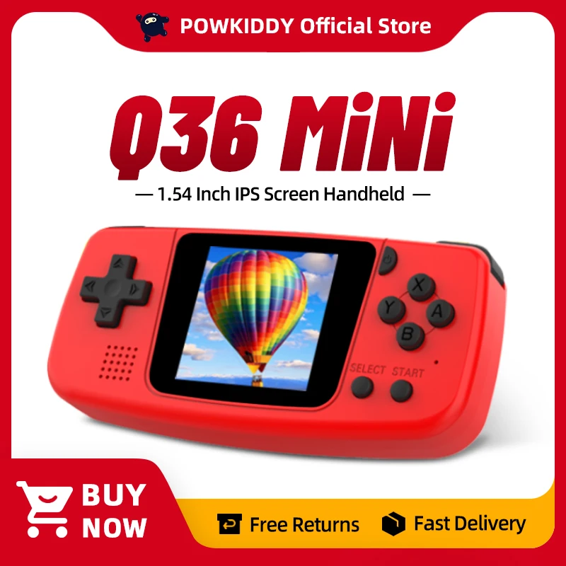 POWKIDDY Mới Q36 Mini Màn Hình Ips 1.5 Inch Mã Nguồn Mở Máy Chơi Game Cầm Tay Người Chơi Móc Khóa Mini Tay Cầm Của Trẻ Em Quà Tặng