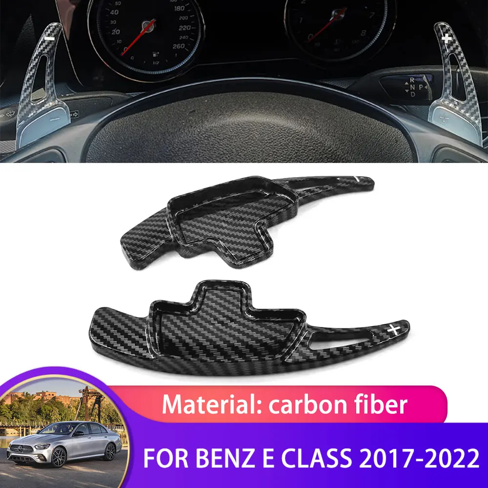 Carbon Fiber Car Steering Wheel Shift Paddle Shifters Extended For Mercedes Benz E Class W213 2017 2018 2019 2020 2021 2022 2pcs