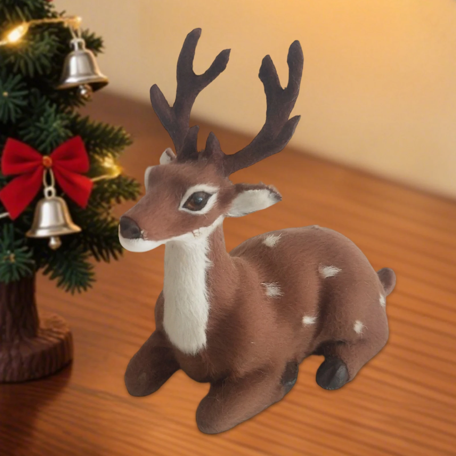 Simulation Lying Christmas Sika Artificial Deer Reindeer Fairy Garden Miniatures Prop Animal Model Figurine Shop Window Showcase