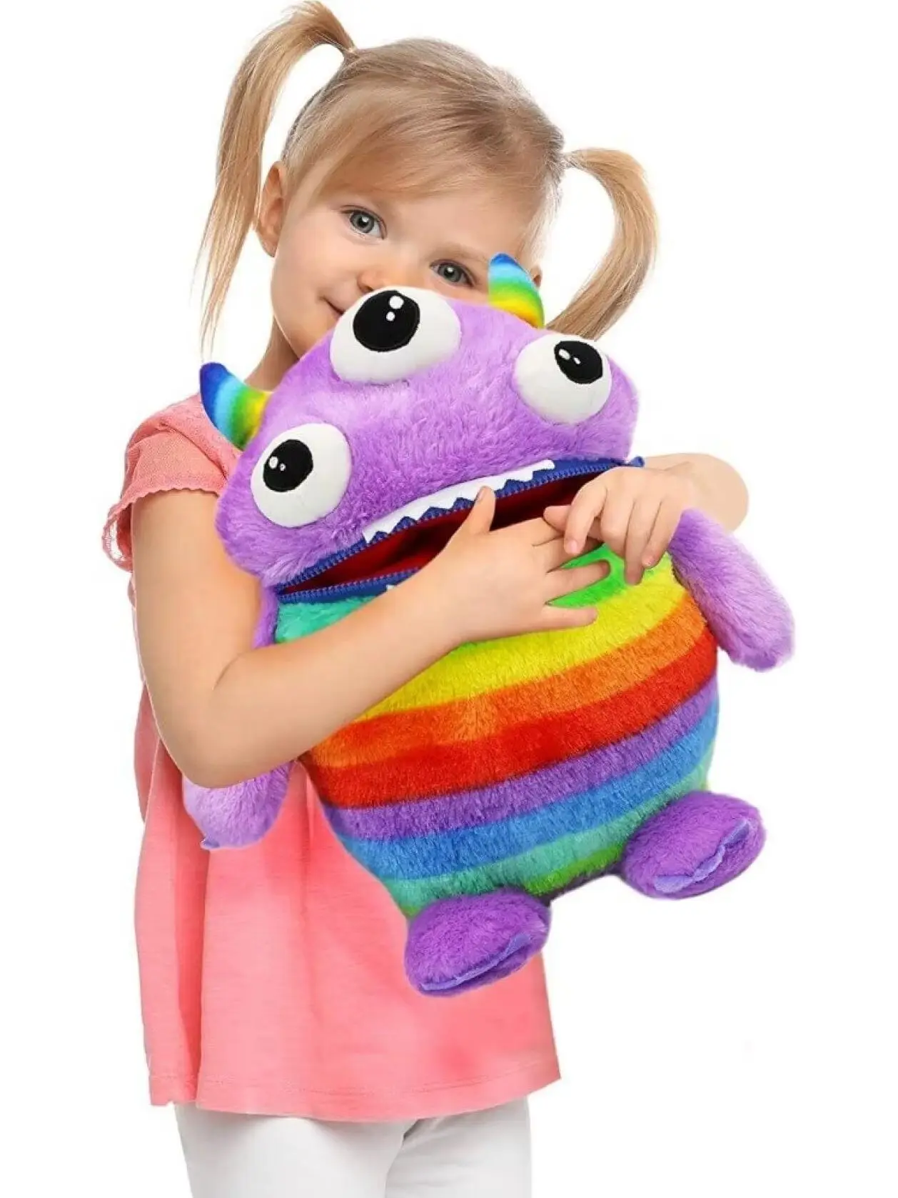 Worry Yummy Monster Children's Soft Toy - 15 inches (38cm) - Loves Eating Your Worries - Purple 'Zipper'