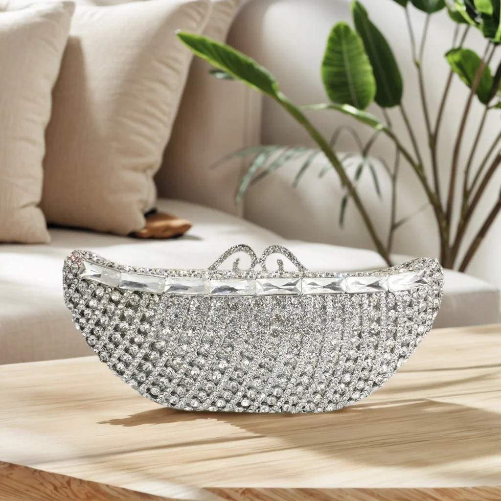 

Уникальная женская вечерняя сумочка со стразами в форме лодки, ослепительная сумочка с кристаллами, свадебный клатч для коктейльного выпускного вечера