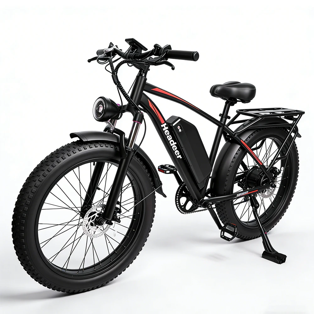 HEADEER BD2640 Vélos électriques tout-terrain 1000W 26*4,0 pouces pneus larges Véhicule électrique batterie 48V 21.6AH