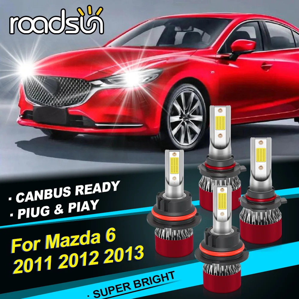 

2/4 шт. для Mazda 6 2011 2012 2013 светодиодная фара 180 Вт 28000LM 9005 9007 высота ближнего света Canbus Plug & Play IP68 автомобильная фара
