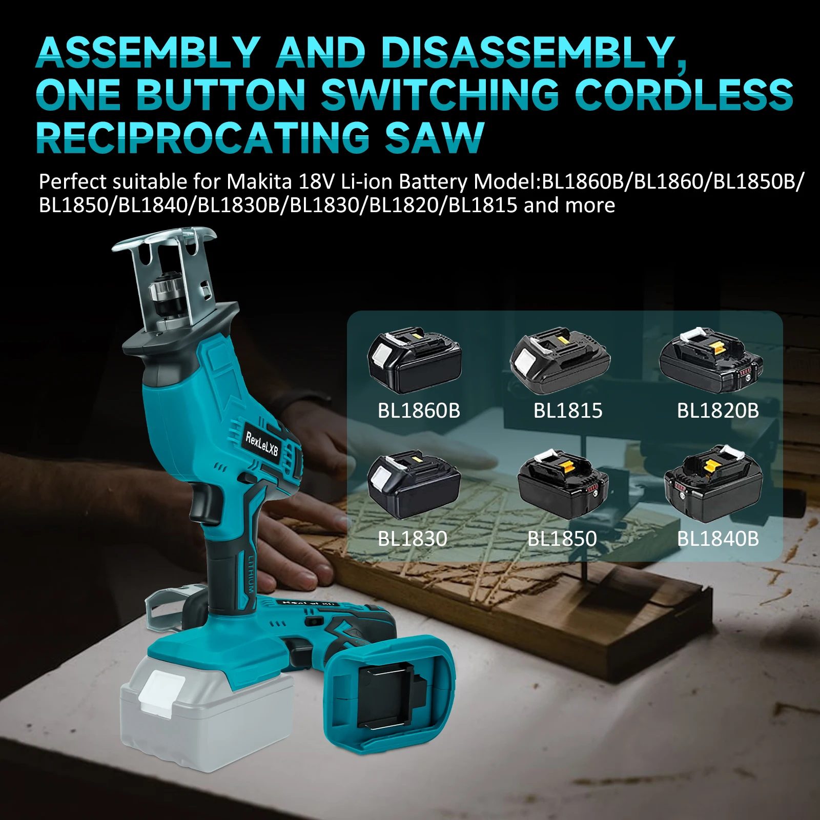 Cordless Reciprocating Saw for Makita 18V Battery 3000SPM Variable Speed Trigger Wood Metal PVC Cutting Saber Saw (No Battery)