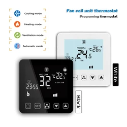 Air conditioning programming thermostat 2 pipes 4 pipes Fan coil thermostat for heating and cooling 95-230VAC