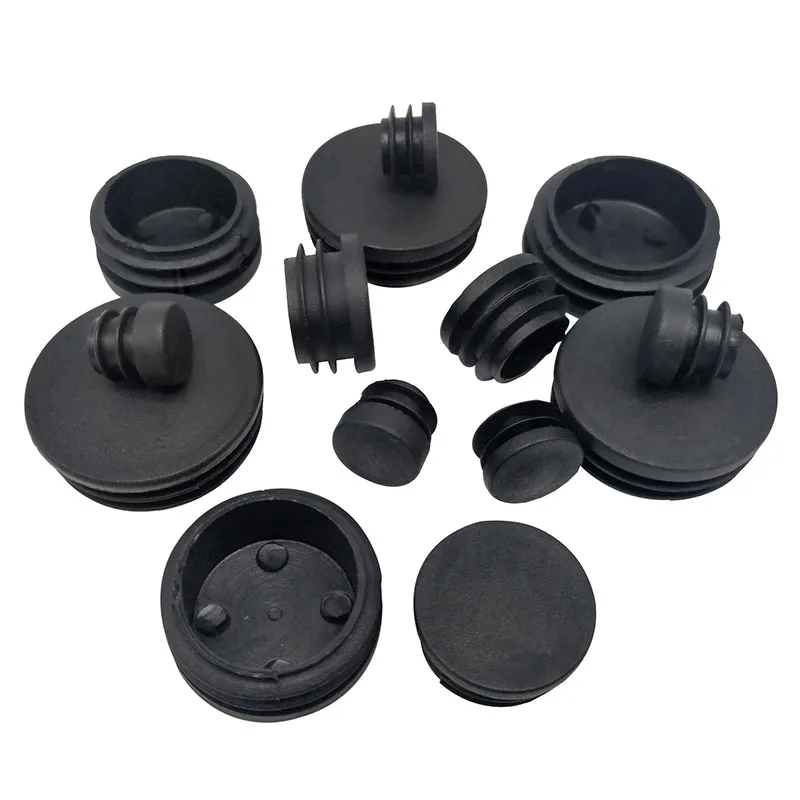 Insertos redondos de plástico negro de 10mm-140mm, tapas de tapón, tubo de 10-100mm, 1/4/10/20/50/100 piezas