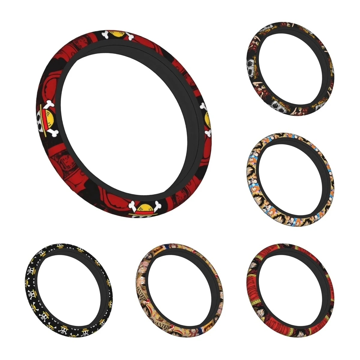 One Piece Pirate Flag Car Steering Wheel Cover 38cm Anti-slip Steering Wheel Protective Cover Steering-Wheel Accessories