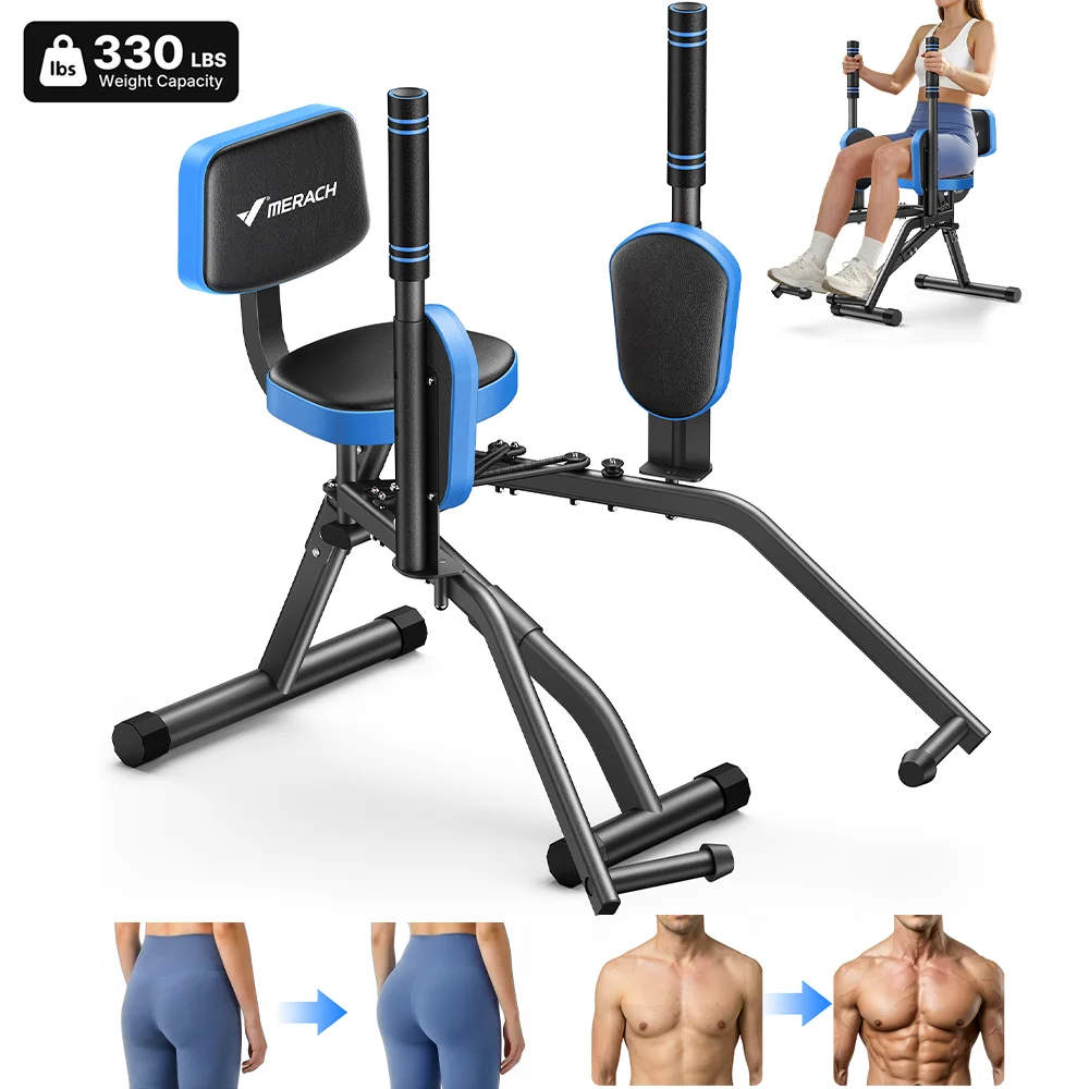 Home Gym Resistance Machine - MERACH ヒップアブダクター・バットトーニング・レッグアダクタートレーナーマシン、調整可能な抵抗付き、臀筋と内腿のトレーニング器具、ホームジムでのレッグワークアウトとヒップアップ用、バンドとデュアルフットバー360付き ° 女性/座りがちの方/産後回復のための回転式脚パッド