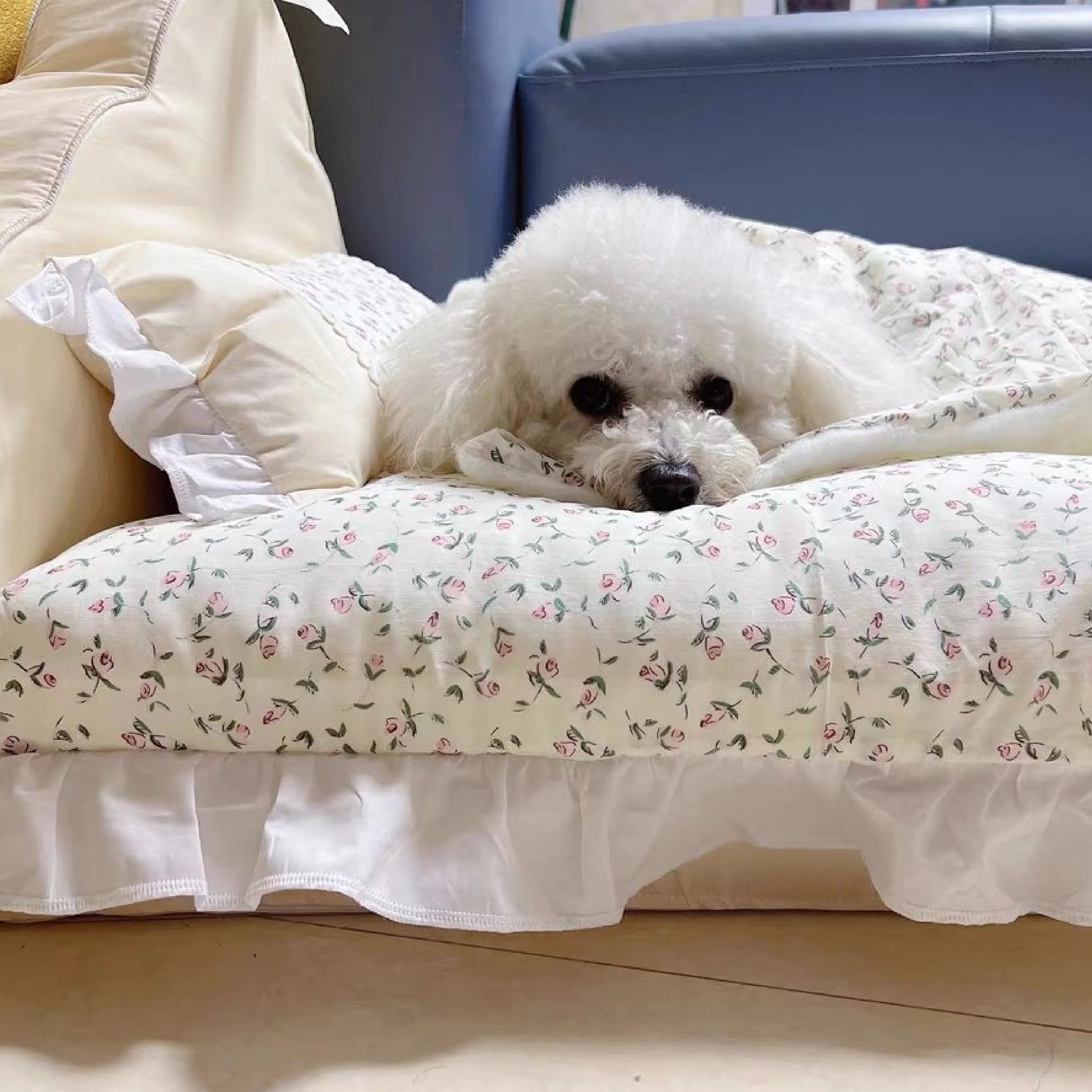 Pet Princess Bed Sofa Nest for Small Dogs and Cats -Couch, Puppy Bed Sofa, Cat Nest, Kitten Nest, Pet Sofa Bed, Morandi, Removab