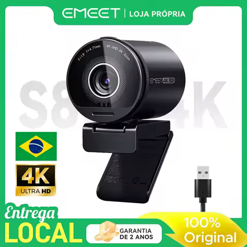 Webcam 4K HDR 1080P 60FPS EMEET S800 Câmera de streaming, sensor Sony de 1/2”, autofoco duplo PDAF e ToF, para desktop USB/laptop/transmissão ao vivo/chamada de video,2 microfones com cancelamento de ruído,FOV 40°-73°