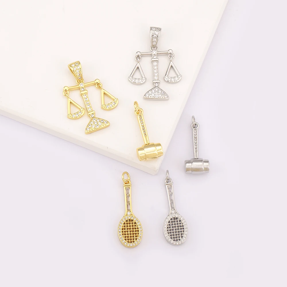 Luxury Balance Scale Charms Pendant Tennis Racket for Jewelry Making Handmade Necklace Diy Jewelry Findings Supplies for Women