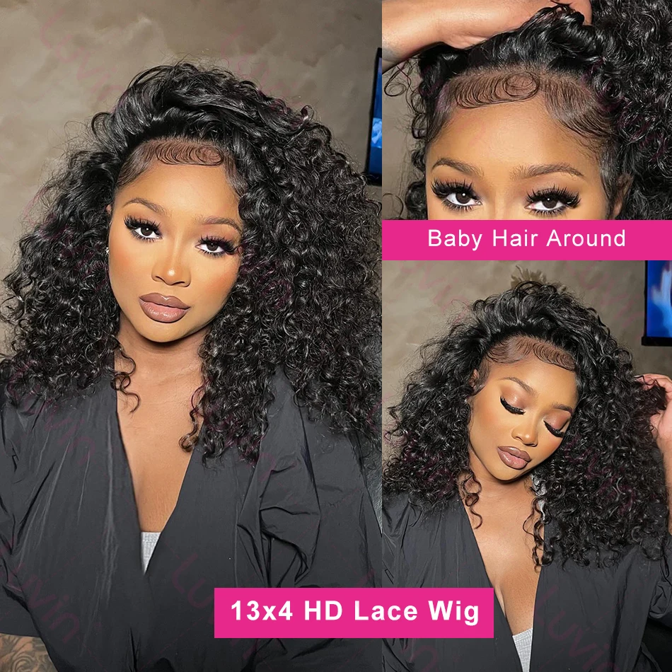 Luvin Brazilian Short Bob 13x4 Lace Frontal Human Hair Wigs Deep Wave Bob Wig 13x6  Lace Hd Curly 5x5 Closure Wig For Women