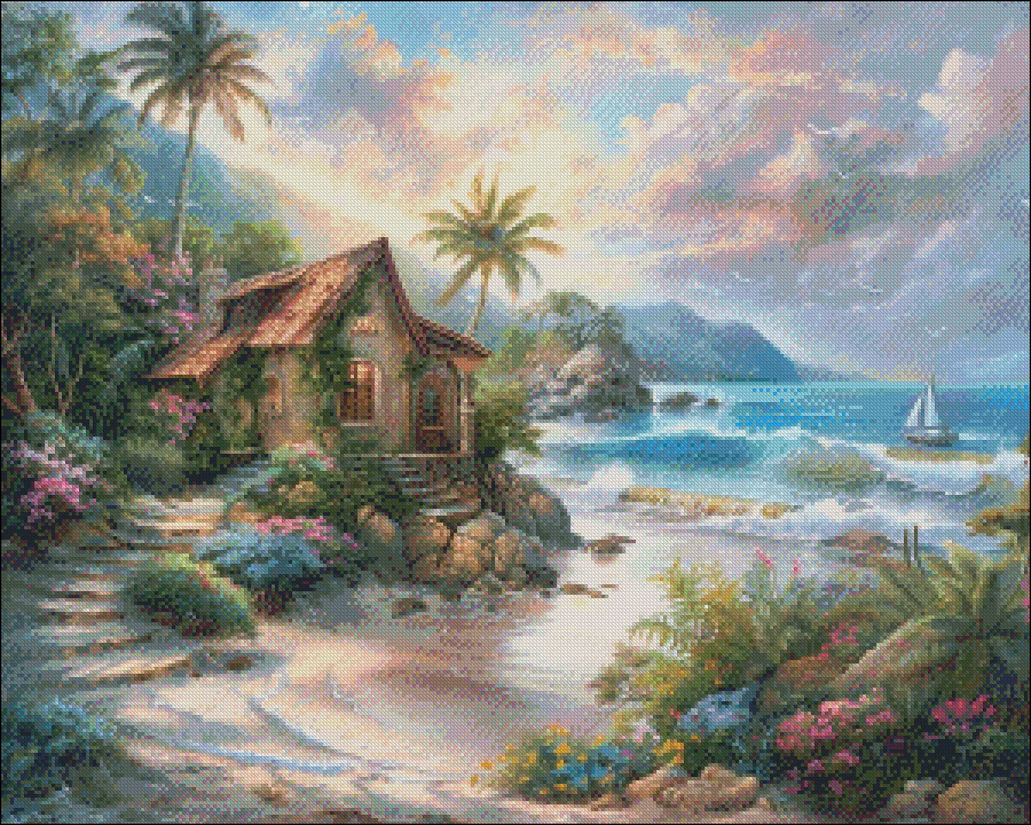 Embroidery Counted Cross Stitch Kits Needlework - Crafts 14 ct DMC Color DIY Arts Handmade Decor - Island Dreams