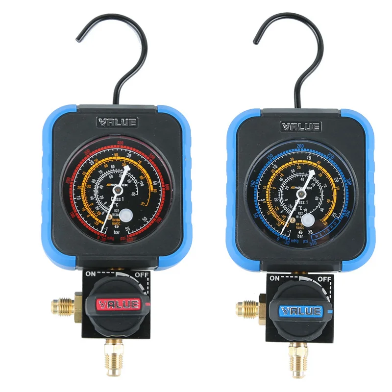 New Manifold Gauge Air Conditioner Pressure Manometer R22/R134a/R410A/R407C/R600 Refrigerant Fluoride Gauge Meter