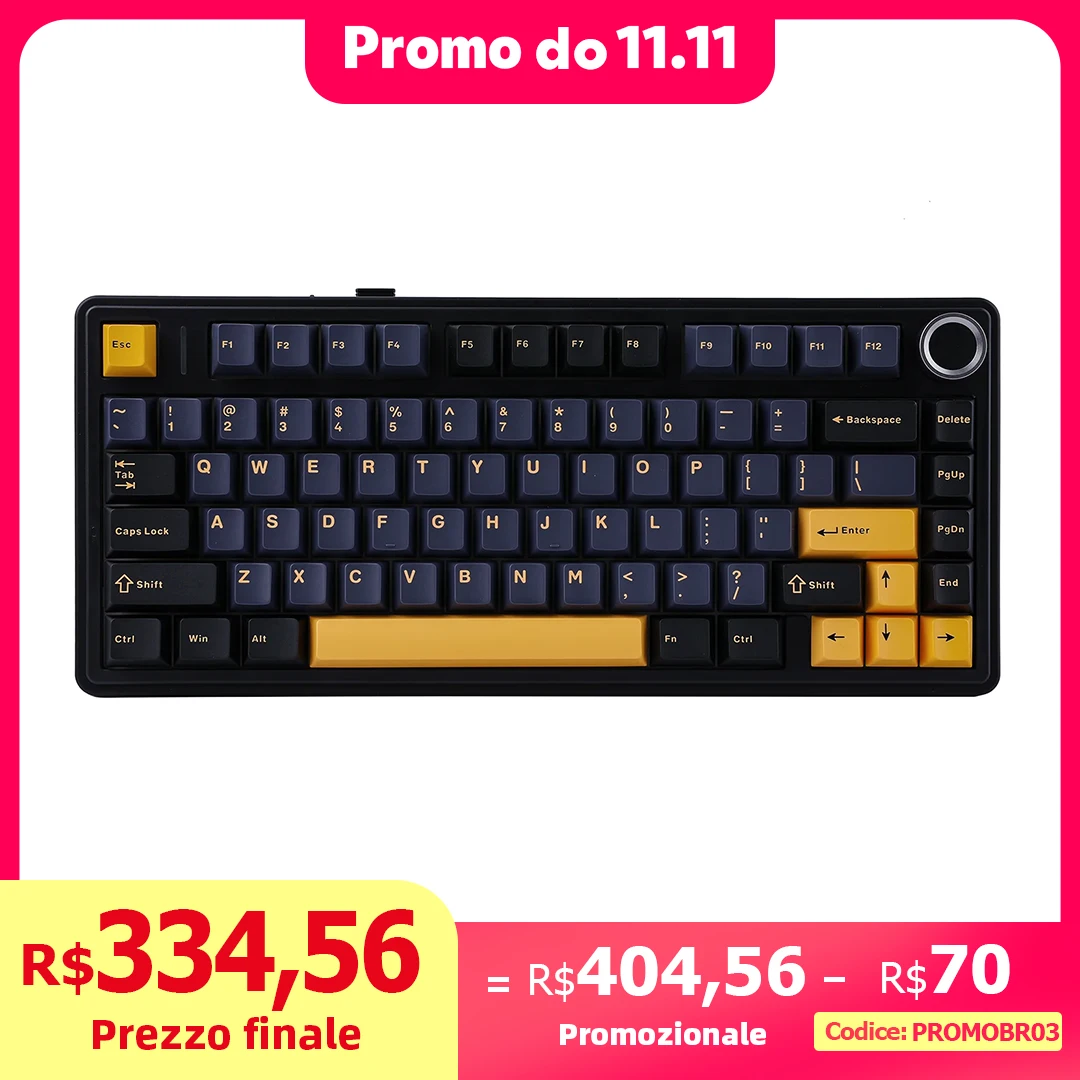 AULA F75 2.4G Wireless/Bluetooth/Wired Gaming Mechanical Keyboard RGB Customized 75% Layout OEM Profile Gasket Structure