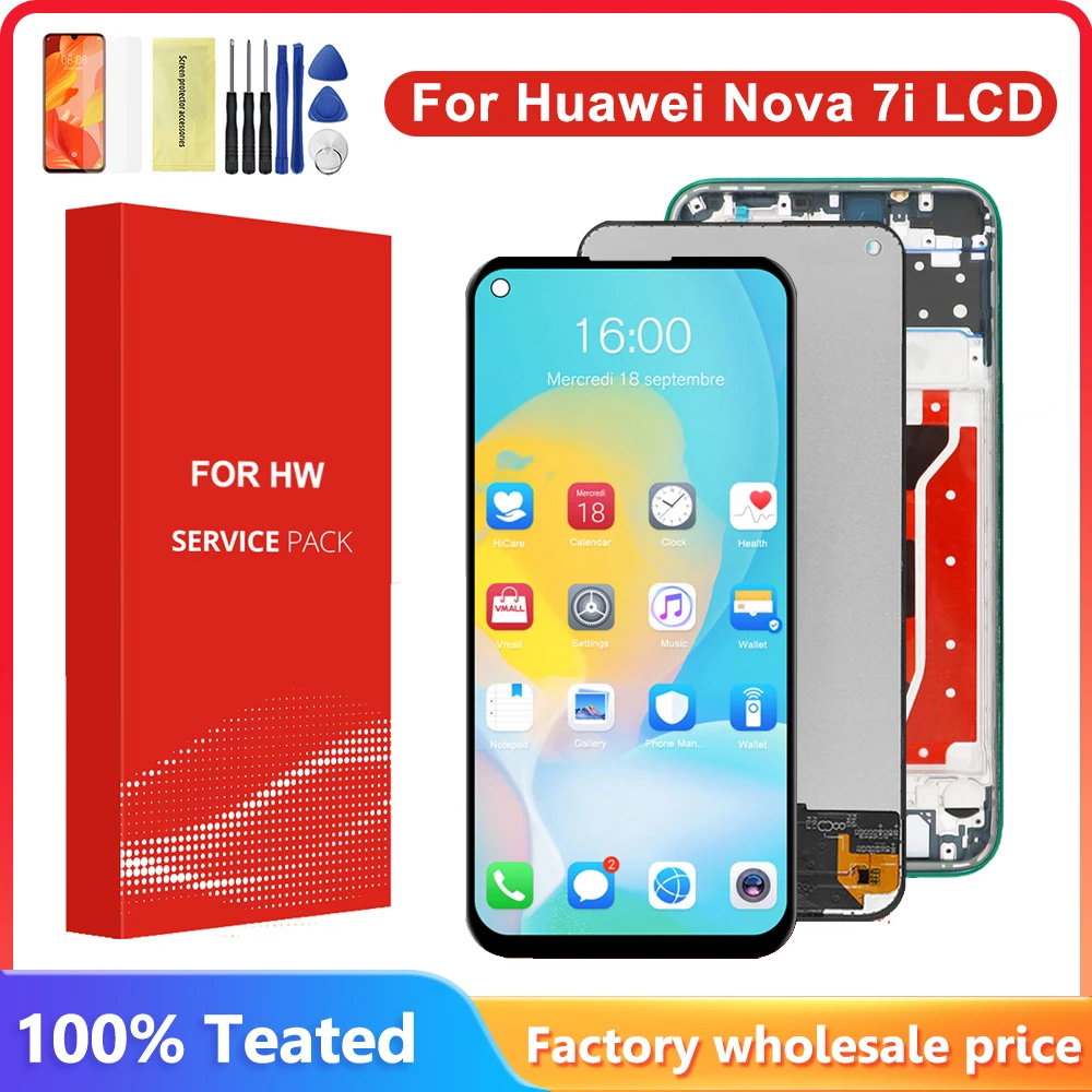 100% Tested lcd For HUAWEI P40 Lite Lcd Display Touch Screen Digitizer Assembly Replacement For HUAWEI Nova 7i JNY-LX2 LCD