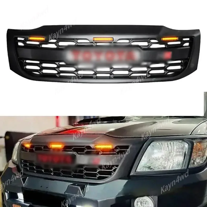 لاقط 4X4 الملحقات الخارجية LED شبكة أمامية شبكة سباق الشوايات مع شعار ل 2005-2014 تويوتا هايلكس فيجو شبكات مصد السيارة