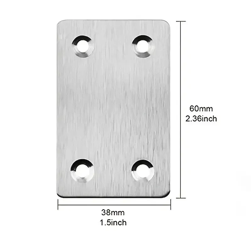 10Pcs Stainless Steel Angle Code Fixing Bracket Iron Plate 4-Hole for Furniture Quick Links Connector Straight Connecting Plate