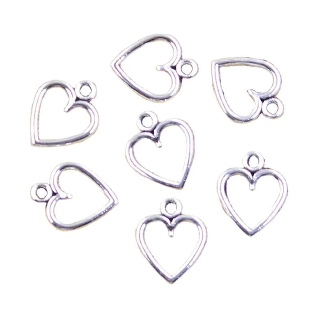 50 sztuk Charms Hollow piękne serce 14x11mm antyczne srebro kolorowe wisiorki dokonywanie DIY Handmade tybetański znalezienie biżuterii — zdjęcie 2