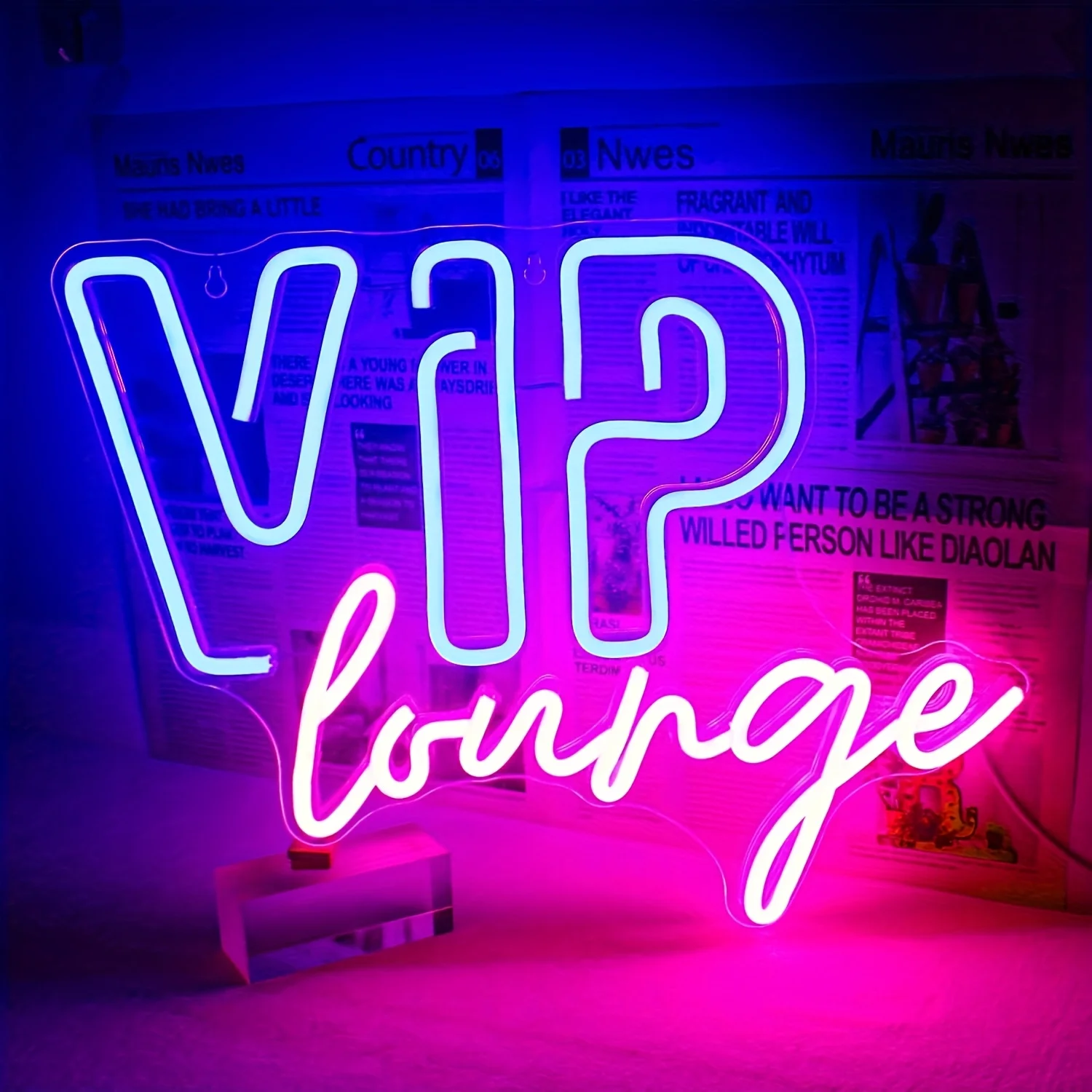 VIP Lounge Neon Wall Decoration, Dimmable Switch USB Power Supply, Suitable for Room Office Hotel Cafe Birthday Party