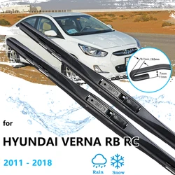 For Hyundai Verna i25 Accent Solaris Grand Avega RB RC 2011~2018 Front Wiper Blades Boneless Frameless Rubber Cleaning U J Hook