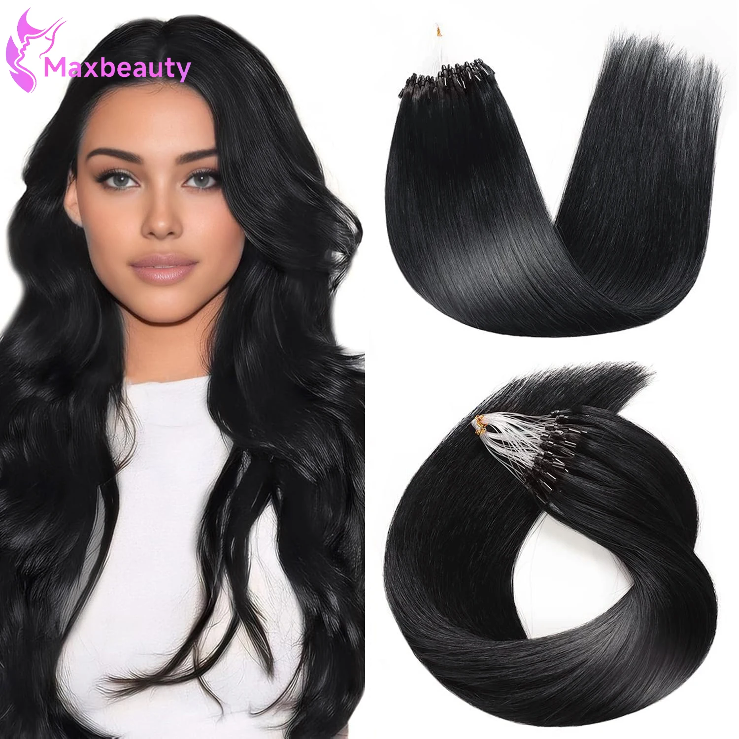 

Наращивание волос с микропетлями. Настоящие человеческие волосы. Шелковистые прямые наращивание волос с микролинком. # 1b Цветные наращивания человеческих волос с микробусами