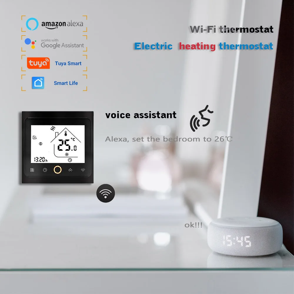 24VAC 220VAC Electric heating thermostat for warm floor Tuya Smart Life App Control Works With Alexa Google Home