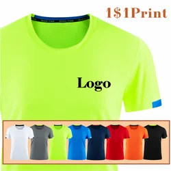 Camiseta de gimnasio de secado rápido para hombre y mujer, camisa deportiva de manga corta con bordado impreso personalizado, ajustada, verano, 2023