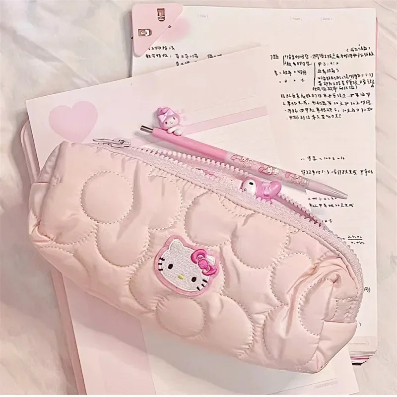 Sanrio Hello Kitty Pencil Pouch Large Capacity Pen Case Cute Kt Cat Cosmetic Bag Girls Student Supplies Stationery Gifts