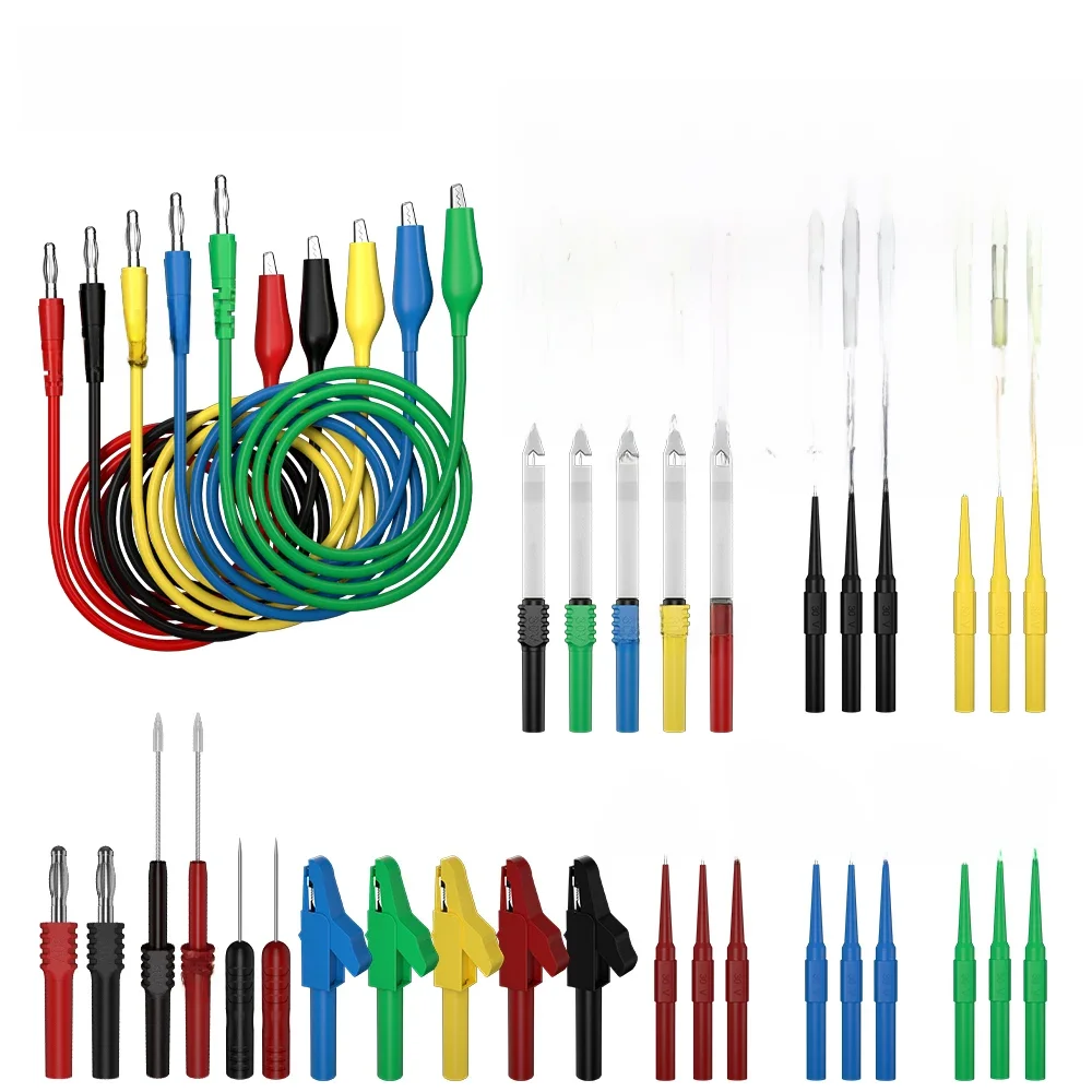 QSS 41Pcs Zestaw przewodów pomiarowych do multimetru 4MM Wtyczka bananowa do zacisku krokodylkowego Przewód pomiarowy z sondami przekłuwającym Zacisk krokodylkowy Q.80013 — zdjęcie 2