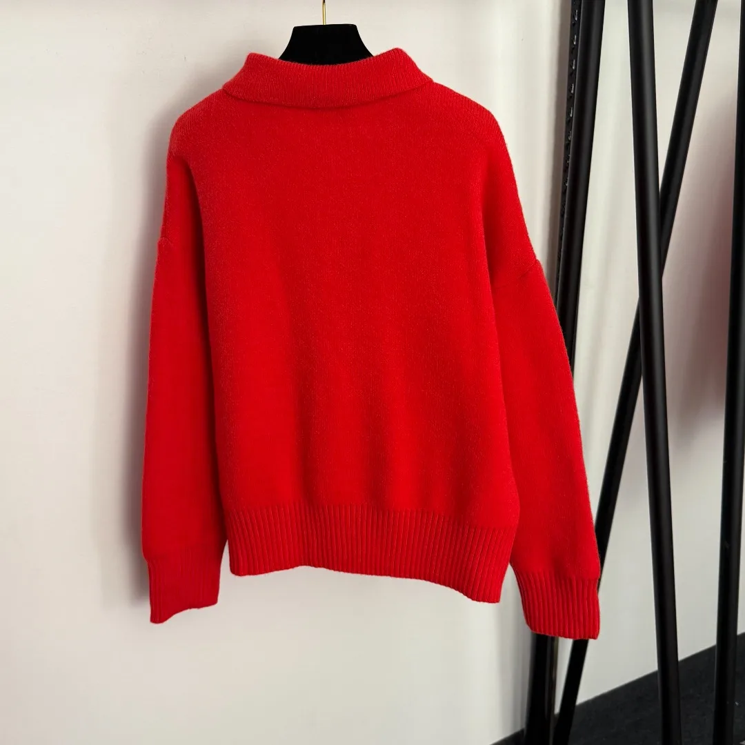

25 Autumn/Winter New Women's Wear Versatile Fashionable Temperament Loose Solid Color Embroidered Knitted Sweater