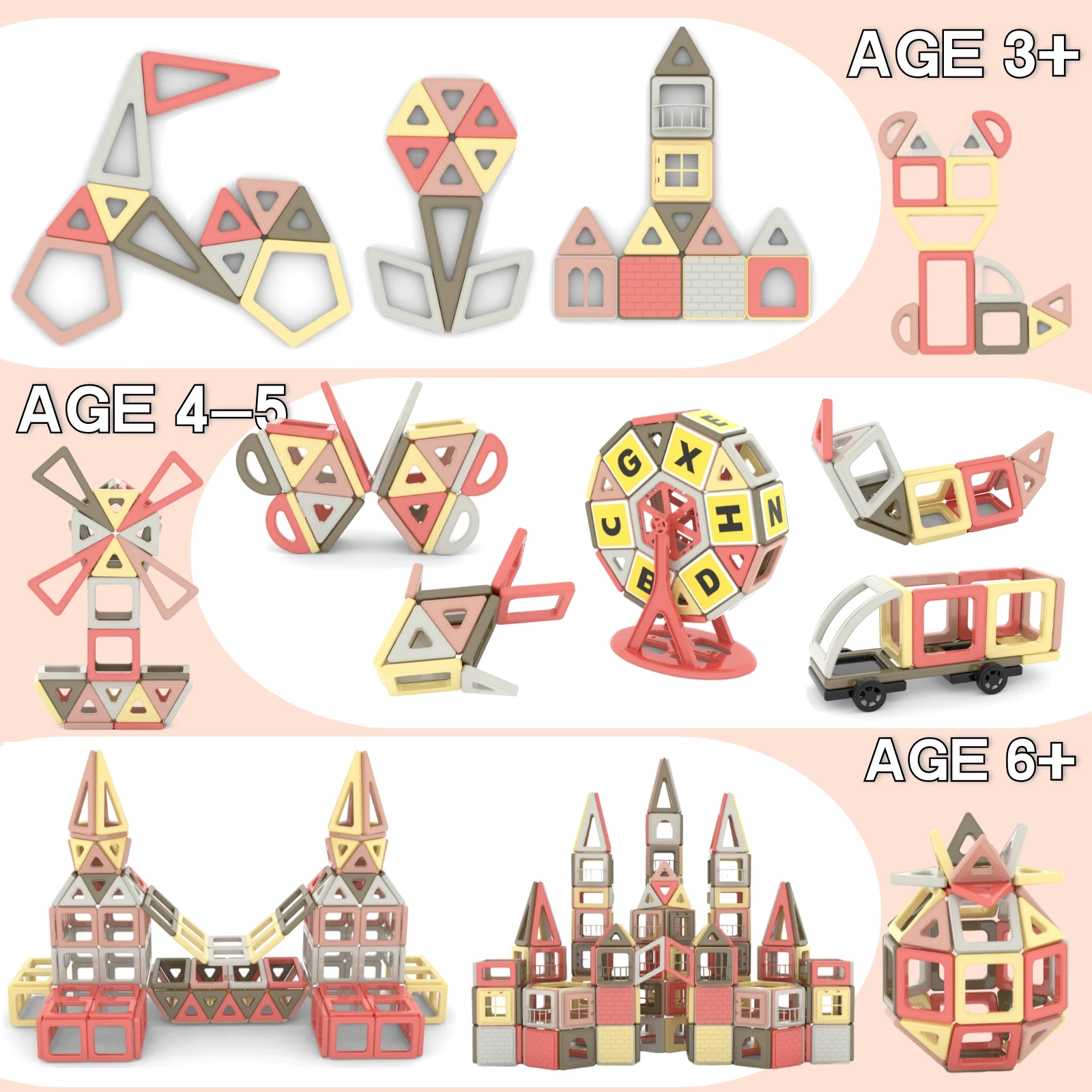 حجم صغير 160 قطعة كتل مغناطيسية للبلاط المغناطيسي لمدة 3 4 5 6 7 8 سنة بنين بنات تعلم ألعاب الجذعية التعليمية